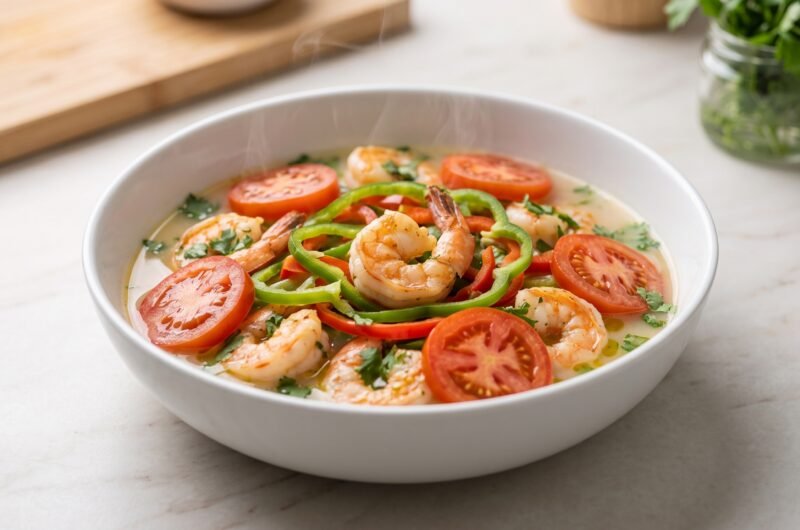 Moqueca fit de camarão com leite de coco light